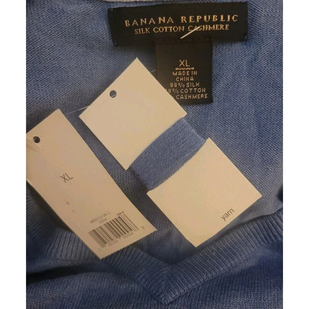 NWT Banana Republic Men’s Luxury Shirt Cashmere Silk Cotton Sweater XL - Blue